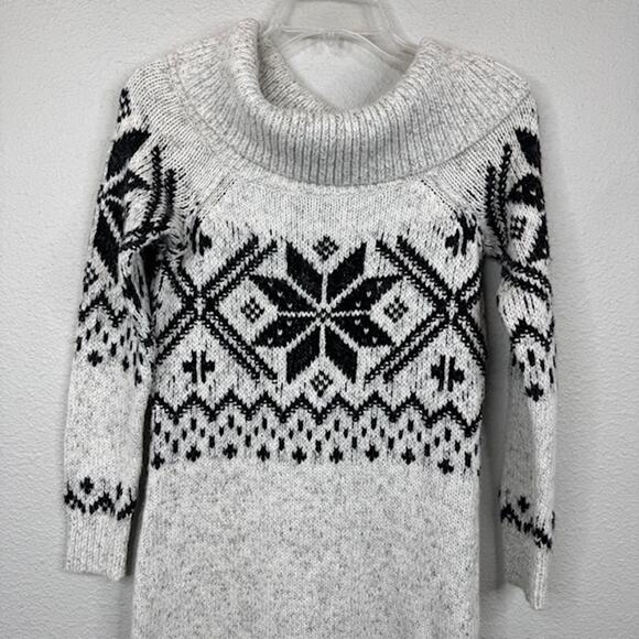 Abercrombie & Fitch Small Fair Isle Grey Cowl Sweater Dress - Picture 4 of 14